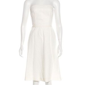 Piazza Sempione Italy Seersucker lined strapless cocktail dress